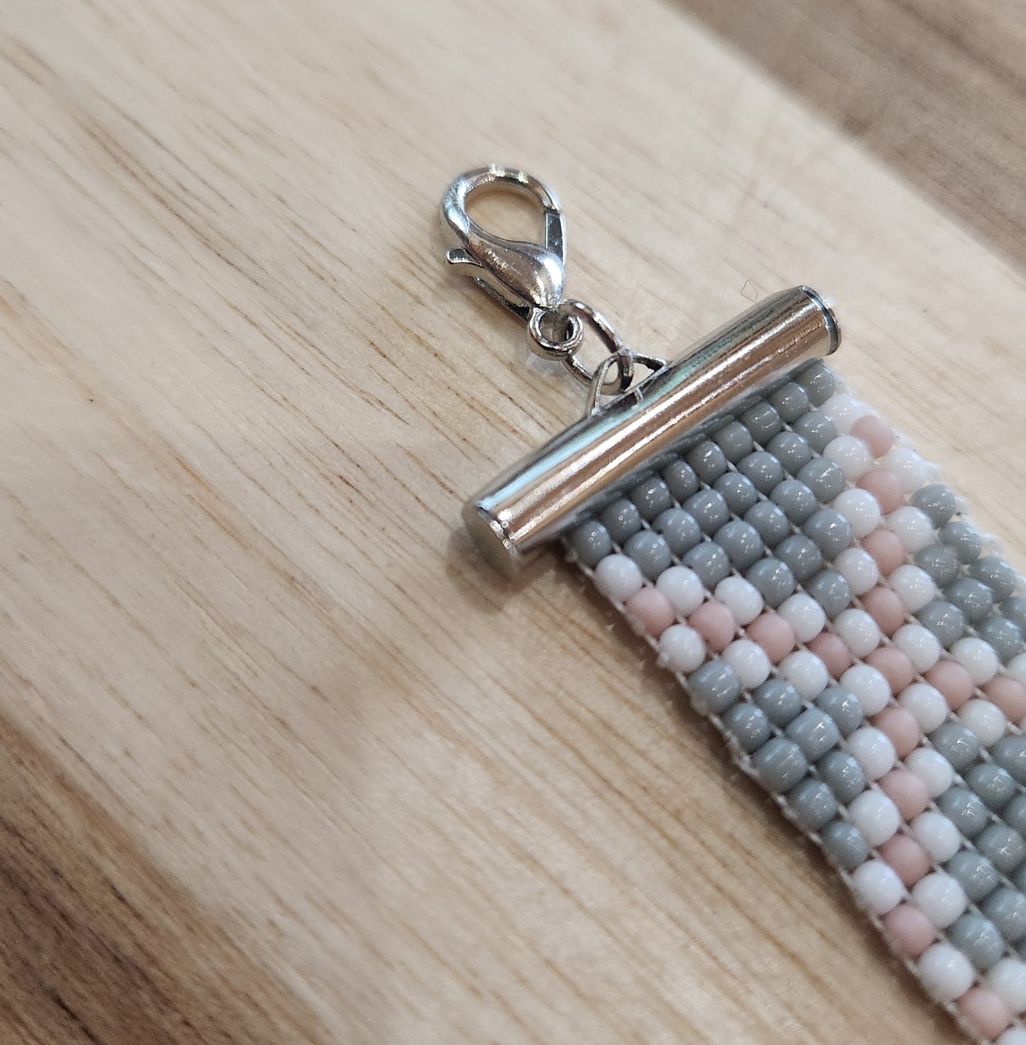Grey & Pink Bead Bracelet