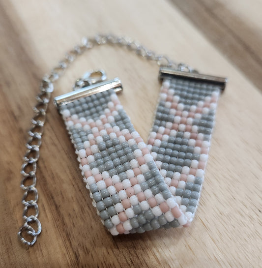 Grey & Pink Bead Bracelet